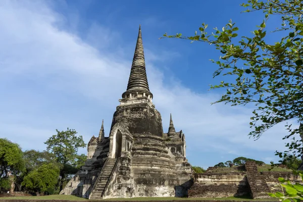 Paisaje Pagoda Con Cielo Azul Templo Wat Phra Sanphet Ayutthaya — Foto de Stock