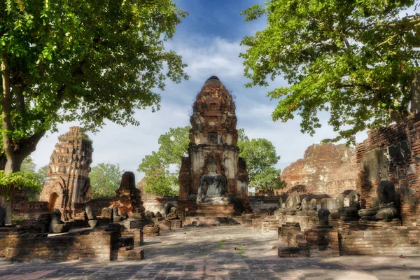 Soft Focus Landscape Buddha Pagoda Brick Wat Mahathat Temple City — Stock Photo, Image