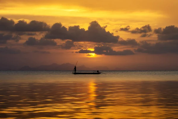 Minimo pescatore silhouette — Foto Stock