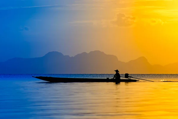 Minimo pescatore silhouette — Foto Stock