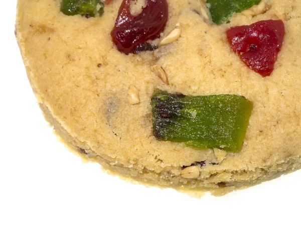 Close up mixed fruits cookie on white background. — Stock Photo, Image