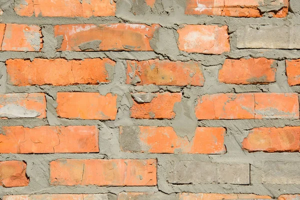 Celý Rám Obrazu Cihlová Zeď Pozadím Cementu — Stock fotografie