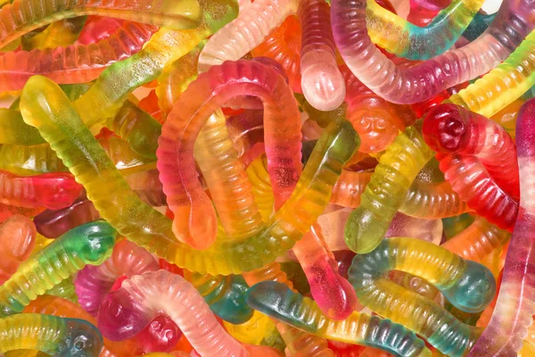 Full Frame Shot Colorful Gummy Worms — Stock Photo, Image