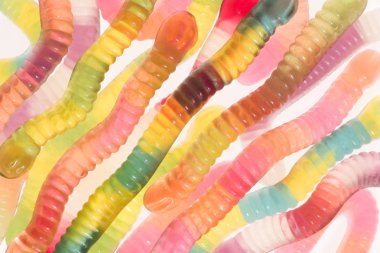 full frame shot of gummy worms isolated on white clipart