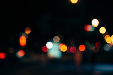 night city lights in bokeh style background clipart
