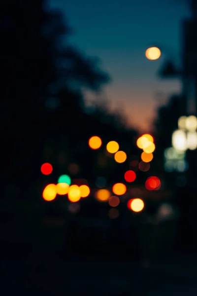 Luzes Bokeh Coloridas Cidade Noturna Como Fundo — Fotografia de Stock