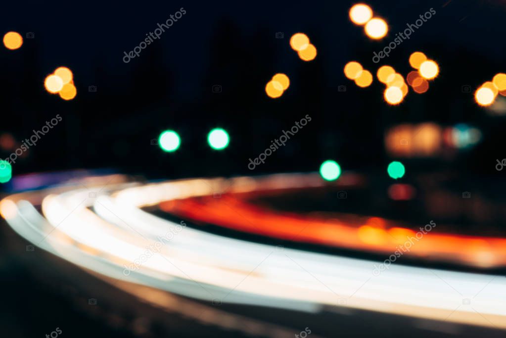 colorful bokeh lights of night city as background