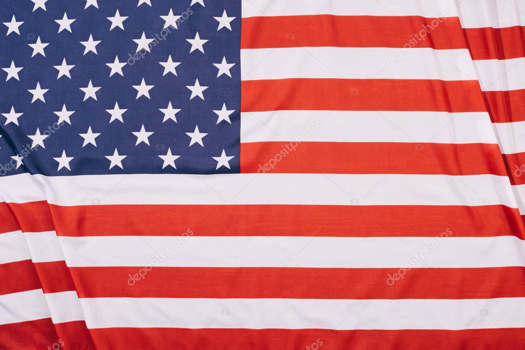 top view of folded american flag background