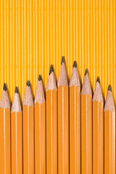 Top View Graphite Pencils Placed Row Yellow — Stock Photo, Image