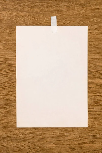 Top View Blank White Paper Wooden Table — Stock Photo, Image