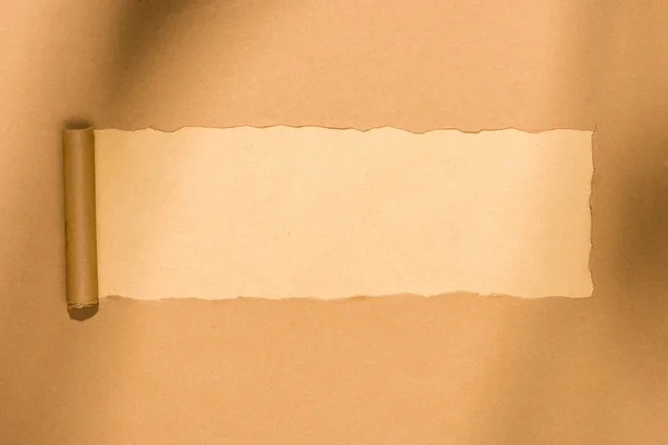 Top View Empty Ripped Cardboard Paper Beige — Stock Photo, Image