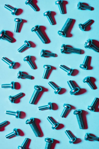 Set Small Metal Screws Blue — Stock Photo, Image