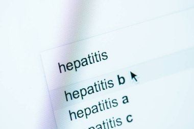 yazı hepatit a, b, c, dünya hepatit gün kavramı ile bilgisayar ekran görünümünü kapat