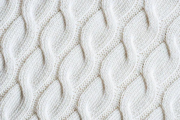 Full Frame Image White Knitted Woolen Fabric Background — Stock Photo, Image
