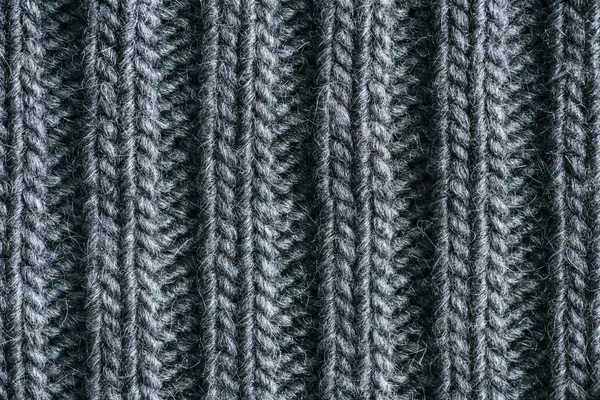 Full Frame Image Grey Knitted Woolen Fabric Background — Stock Photo, Image