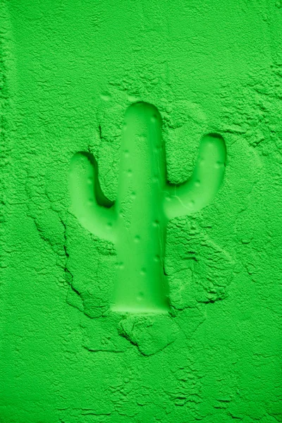 Top View Cactus Shape Green Powder Texture — Stock Photo, Image