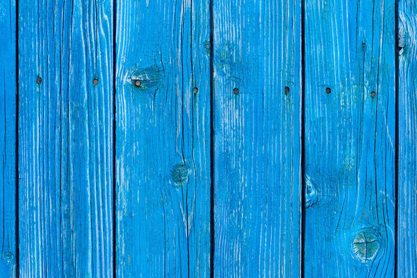 full frame of blue wooden planks as backdrop