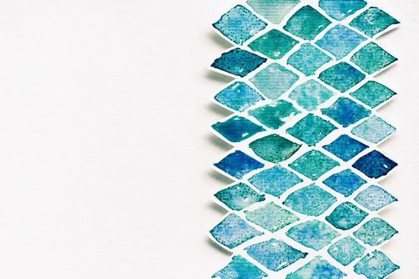 Top View Abstract Template Made Blue Green Watercolor Paints White — Stock Photo, Image