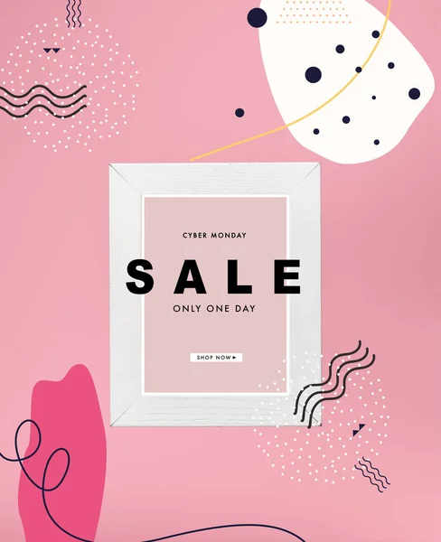 Blackboard White Frame Cyber Monday Sale Isolated Pink — Stock Photo, Image