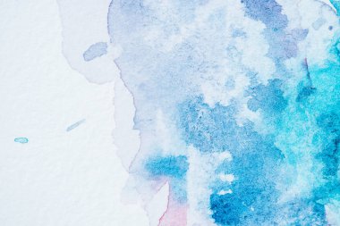 abstract bright blue watercolor blots on paper textured clipart