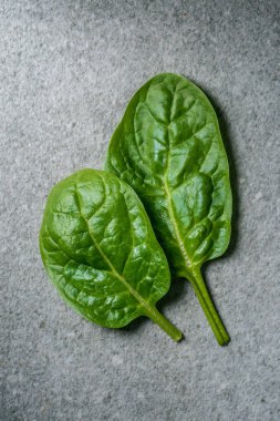su damlaları ile üstten görünüm ıslak ıspanak yaprakları