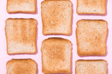 pembe yüzeyi çıtır tost yinelenen desen üstten görünüm