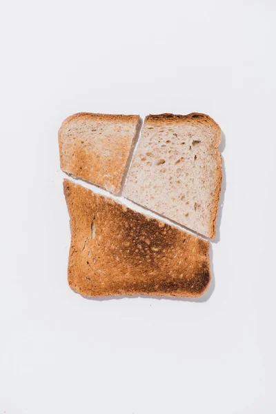 Top View Slice Bread Roasted Pieces White Surface — Stock Photo, Image
