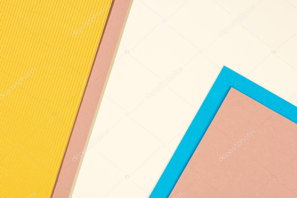 abstract modern, blue, yellow and beige background with copy space