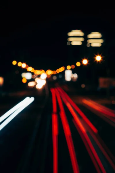 Nacht Stadt Lichter im Bokeh-Stil Hintergrund — Stockfoto