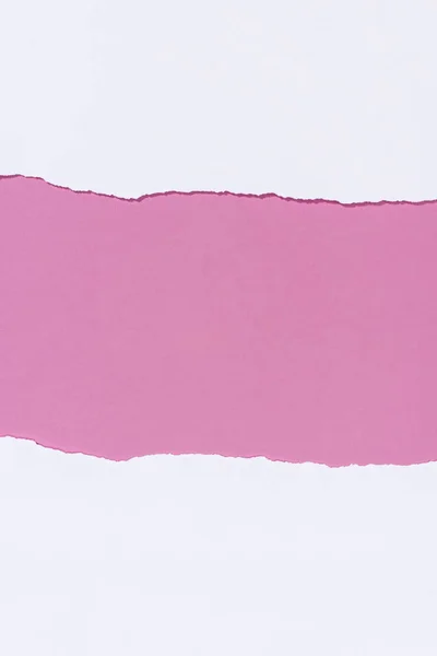 Top view of torn empty white paper on pink — Stock Photo