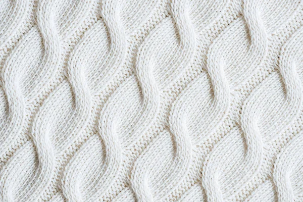 Full frame image of white knitted woolen fabric background — Stock Photo