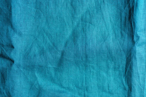Full frame image of blue linen fabric background — Stock Photo