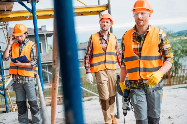 Group Builders Working Together Construction Site — Stock Photo, Image