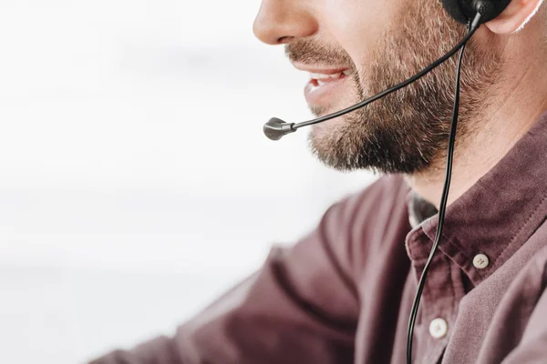 Cropped Shot Call Center Worker Microphone — Stock Photo, Image
