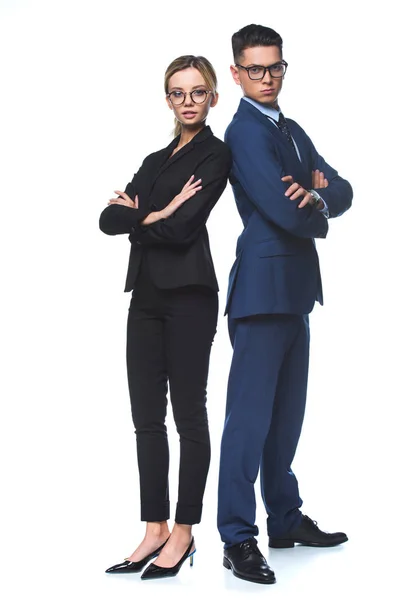 Young Successful Business Partners Crossed Arms Isolated White — Stock Photo, Image