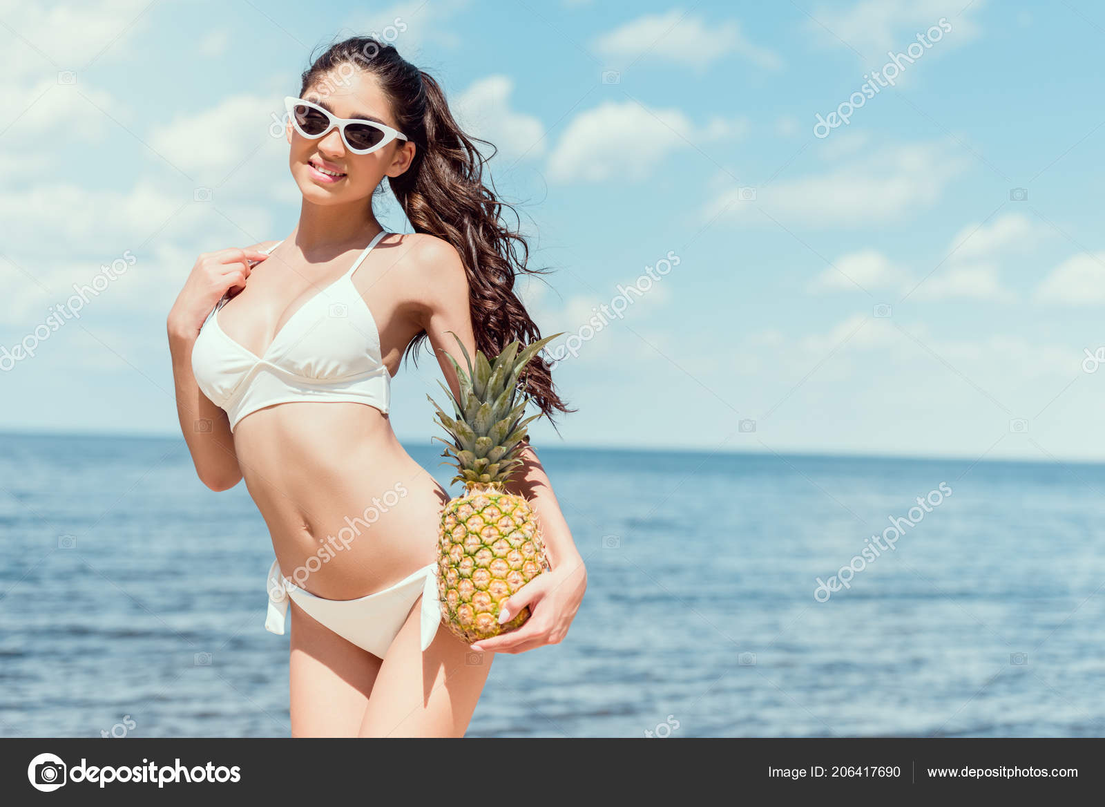 Chica Piña Con Del Bikini Sol Cerca Gafas Fresca Alegre uT1c3FlKJ