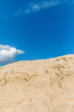 empty landscape with sand dune in desert, blue sky and clouds clipart