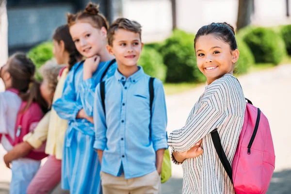 Group Adorable Schoolchildren Spening Time Together School — Stock Photo, Image