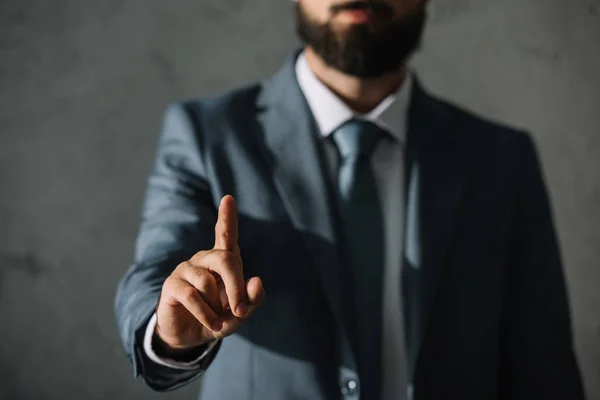 Cropped View Businessman Having Idea Pointing — Stock Photo, Image