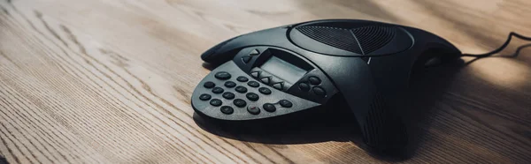 Conference Phone Wooden Table Office — Stock Photo, Image