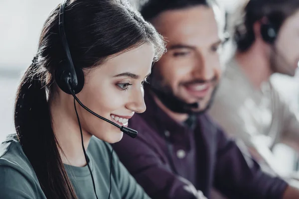 Happy Team Call Center Managers Working Together Modern Office — Stock Photo, Image