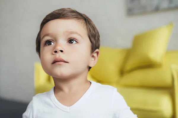 Porträt Eines Entzückenden Kleinen Jungen Hause — Stockfoto