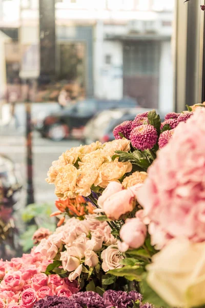 Belles Roses Jaunes Chrysanthèmes Boutique Fleurs — Photo