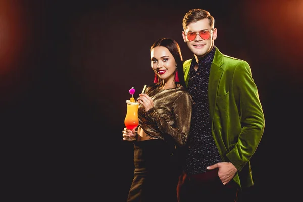 Attractive Smiling Glamorous Couple Cocktail Party — Stock Photo, Image