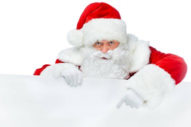 beyaz izole Pano sakallı Noel Baba işaret