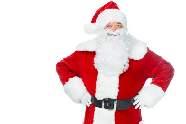 Sorrindo Santa Claus Posando Isolado Branco — Fotografia de Stock Grátis