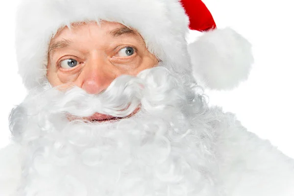 Porträtt Skäggiga Santa Claus Isolerad Vit — Stockfoto