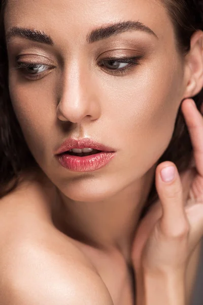 Portrait Attractive Tender Woman Perfect Skin — Stock Photo, Image