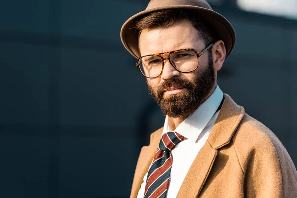 Primer Plano Hombre Negocios Adulto Gafas Mirando Cámara — Foto de Stock