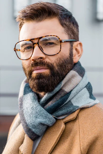 Nahaufnahme Eines Erfolgreichen Geschäftsmannes Mit Brille Und Schal — kostenloses Stockfoto
